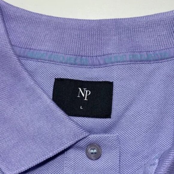 NEW NUDE PROJECT Mens Polo Purple/Blue Size L Angelo Button Short Sleeve - Picture 6 of 10
